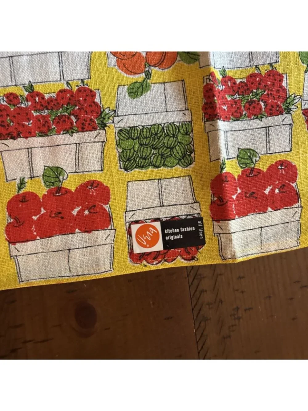 vintage vera neumann towel Kitchen Fashion All Linen Yellow Fruit NOS